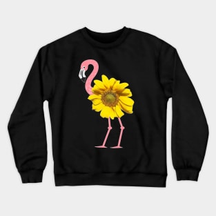 Pink Flamingo Yellow Sunflower Bird Body Crewneck Sweatshirt